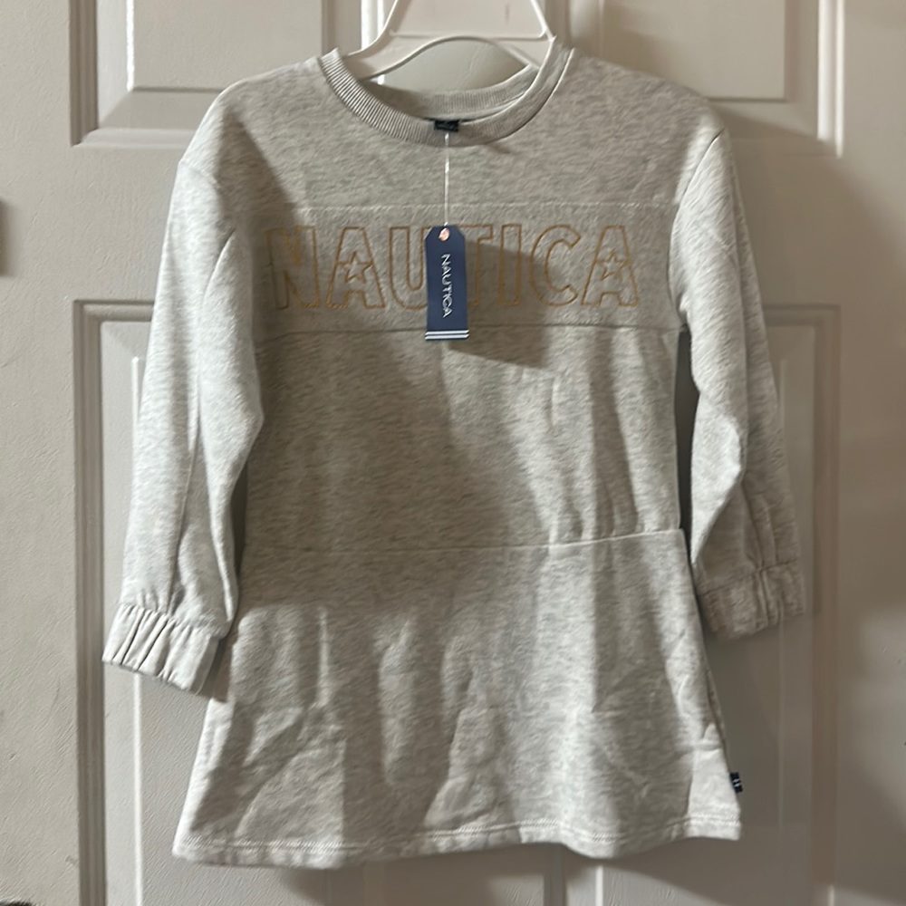 NAUTICA SWEATSHIRT DRESS/TUNIC: GRAY: NEW WITH TAGS: SIZE 5
